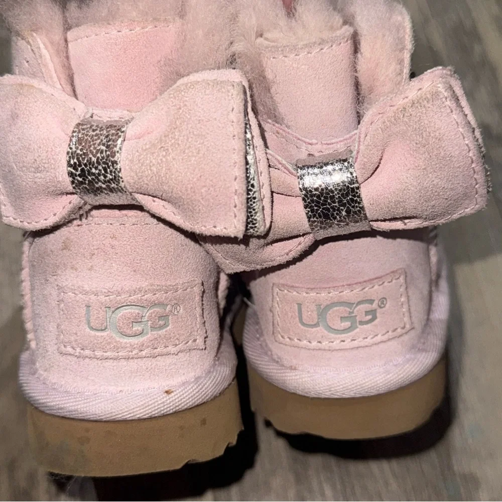UGG Pink Boots with Silver Bow